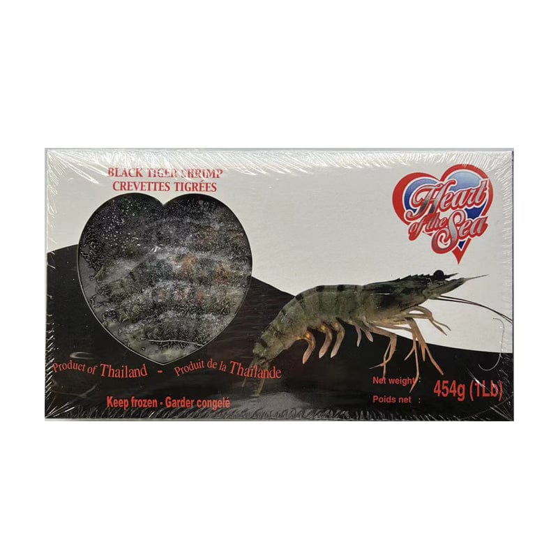 Heart of the Sea · Frozen Head-on Black Tiger Shrimp - 16/20（454g）