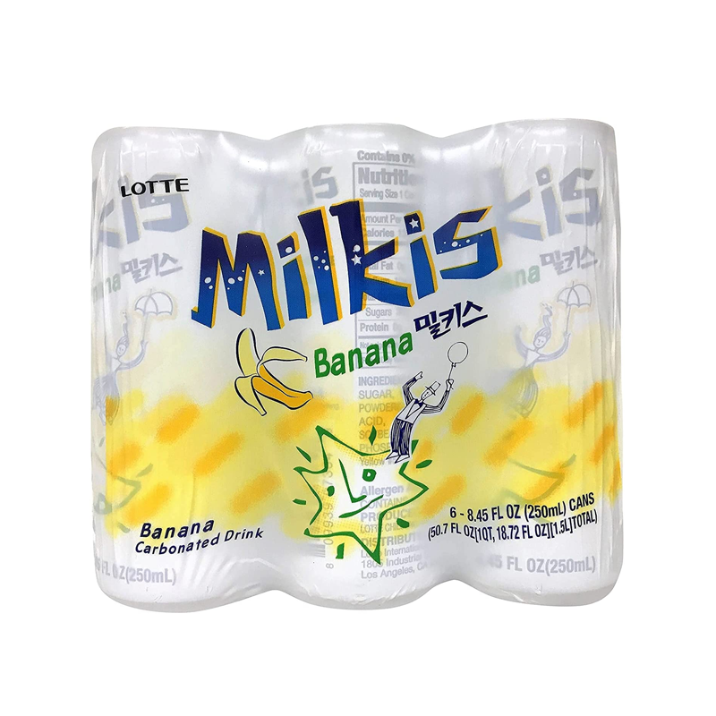 Lotte · Milkis Carbonated Milk Drink - Banana Flavor（6*250ml）